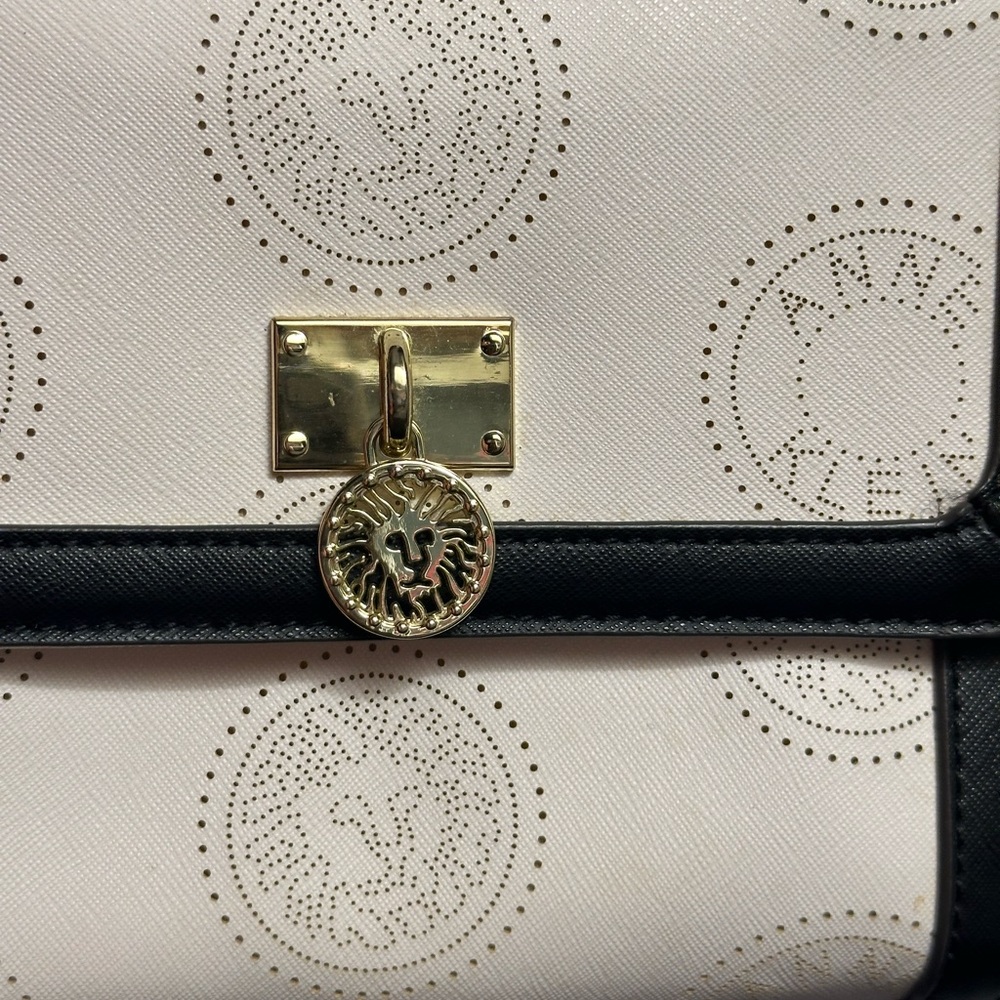 Anne Klein Black and Cream Shoulder Bag with Gold Hardware - Picture 5 of 15